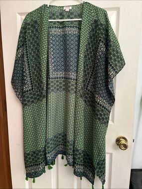 Pinky Green and Navy Printed Open Cardigan/kimono one size fits all